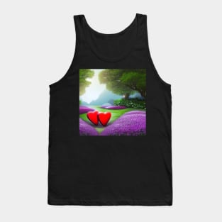 Valentine Wall Art - Hearts in a sunny glade - Unique Valentine Fantasy Garden Landsape - Photo print, canvas, artboard print, Canvas Print and T shirt Tank Top